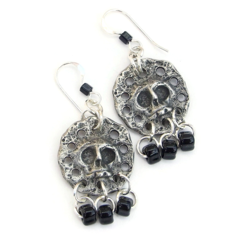 goth skull handmade earrings halloween Gothic gift for women