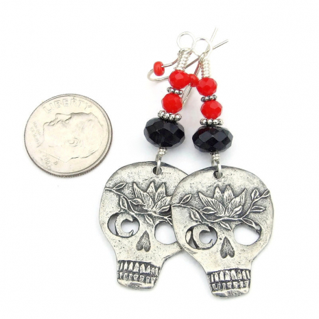 goth skull handmade jewelry halloween gift for her
