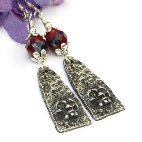 goth skull jewelry handmade halloween day of the dead earrings
