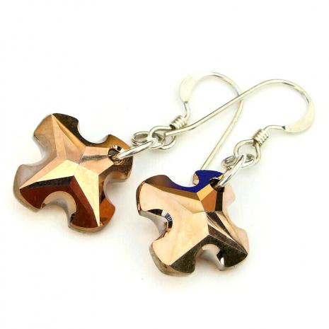 greek cross earrings swarovski crystal gift for her