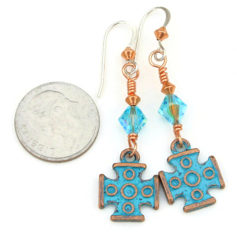 greek cross handmade earrings religious gift for her