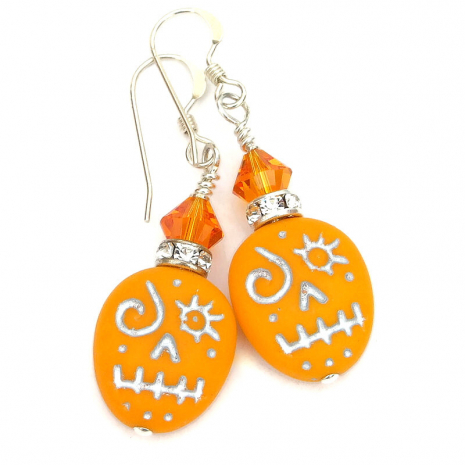halloween day of the dead earrings handmade gift for women