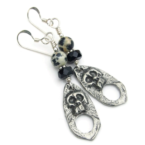 halloween day of the dead goth skulls handmade earrings gift for her