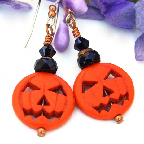 halloween jack o lantern pumpkin jewelry black crystals
