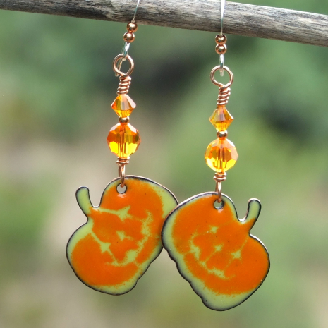 halloween pumpkin jack o lantern earrings gift for women