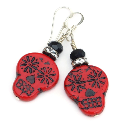 halloween sugar skull jewelry day of the dead handmade gift for women