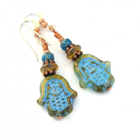 hamsa hand earrings handmade gift for women