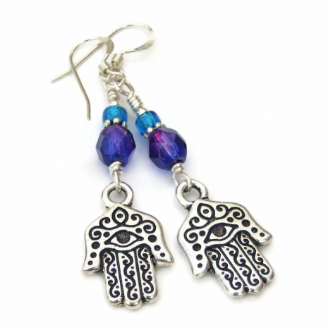 hamsa hand earrings handmade gift for women