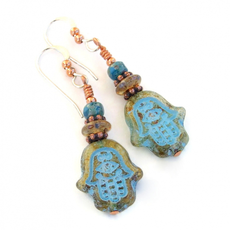 hamsa hand earrings handmade gift for women