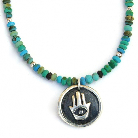 hamsa handmade jewelry necklace gift for her hand of Fatima hand of Miriam