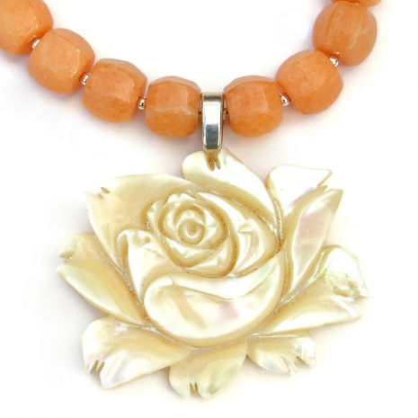 hand carved vintage mother of pearl flower jewelry gift for her handmade