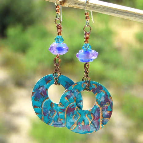 hand painted hoop earrings gift for women