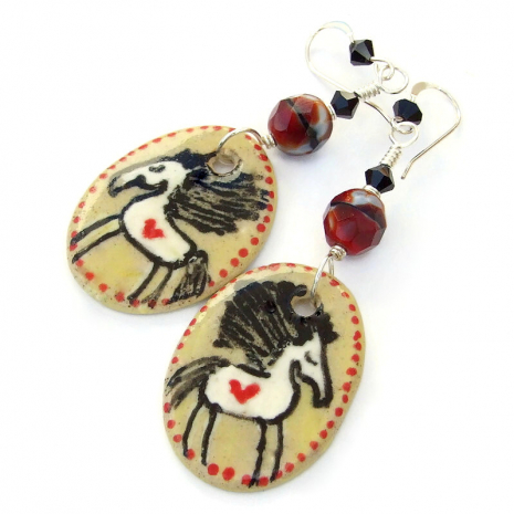 hand painted horses horse earrings gift for her