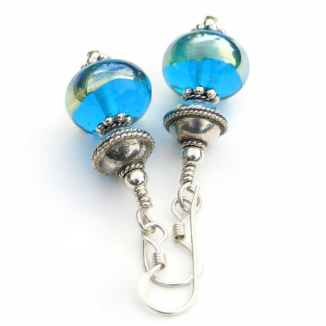 handmade aqua blue aurae jewelry Thai silver
