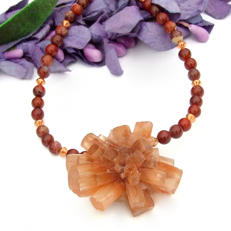 handmade aragonite star cluster necklace gemstone jewelry