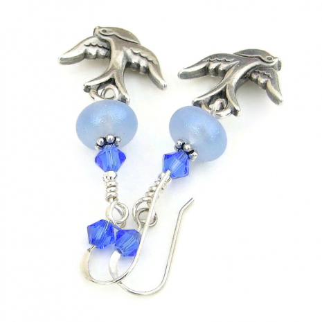handmade bird lover jewelry silver swallows