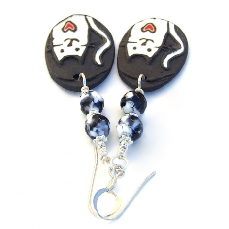 handmade cat kitty hearts jewelry white brown red black