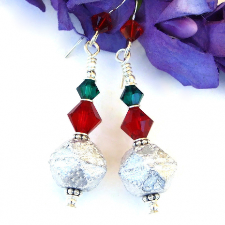handmade christmas earrings with swarovski crystals