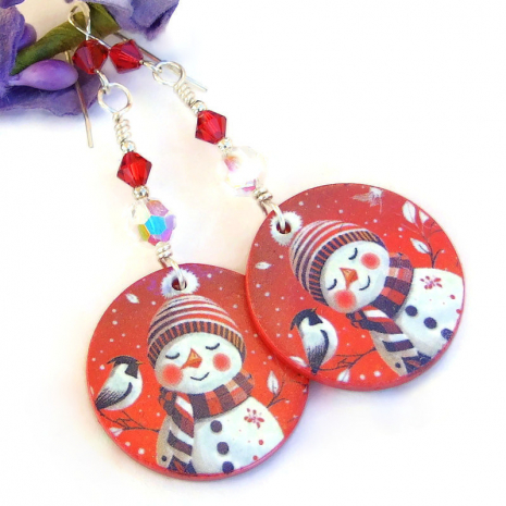 handmade christmas holidays snowmen jewelry handmade swarovski crystals