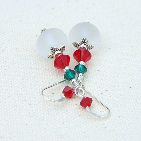 handmade christmas jewelry for women frosted white red green