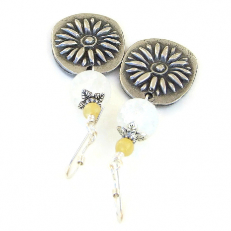 handmade daisy flower jewelry boho floral earrings