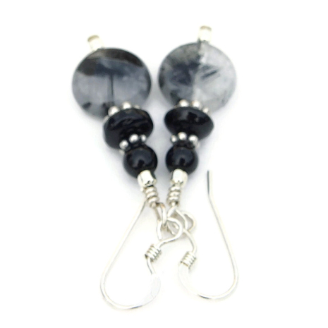 handmade dendritic tree agate jewelry black onyx sterling silver gemstones