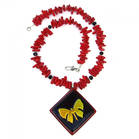 handmade dichroic butterfly jewelry for women