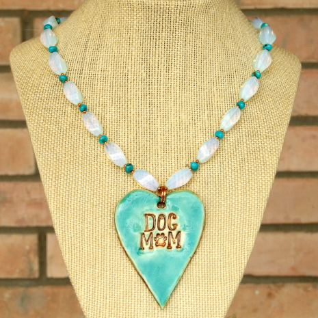 handmade dog mom pendant necklace gift for women