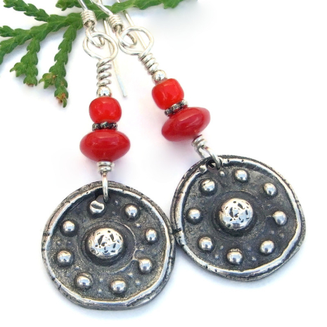 eightfold path wheel of life earrings handmade gift for women