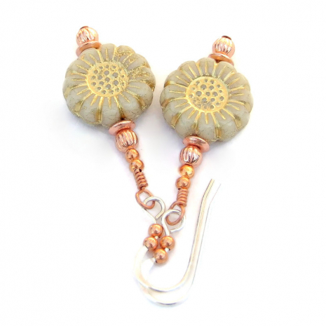 handmade flower ivory sunflower jewelry copper