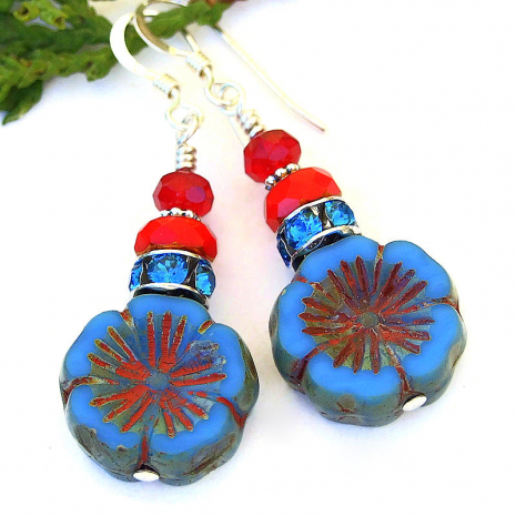 handmade flower pansy dangle jewelry gift for women