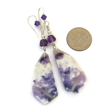 handmade gemstone earrings mexican purple morado opal amethyst