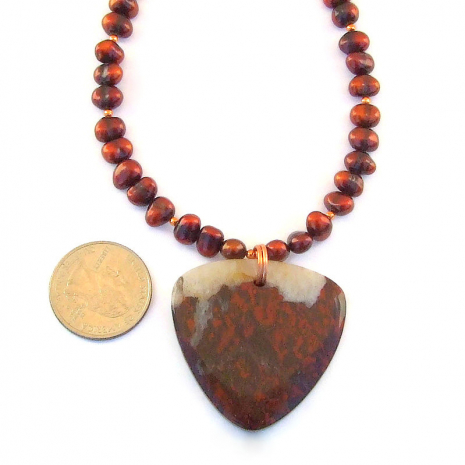 handmade gemstone jewelry red poppy jasper pearls