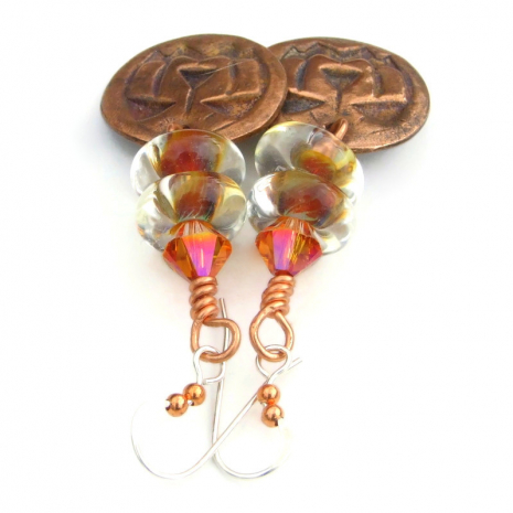 handmade halloween jack o lantern pumpkin jewelry copper glass crystals