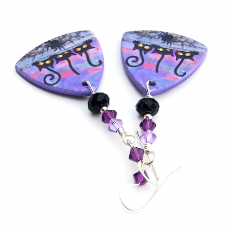handmade halloween jewelry gift for women black cats spider