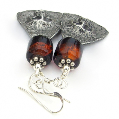 handmade halloween skull jewelry spooky goth orange black