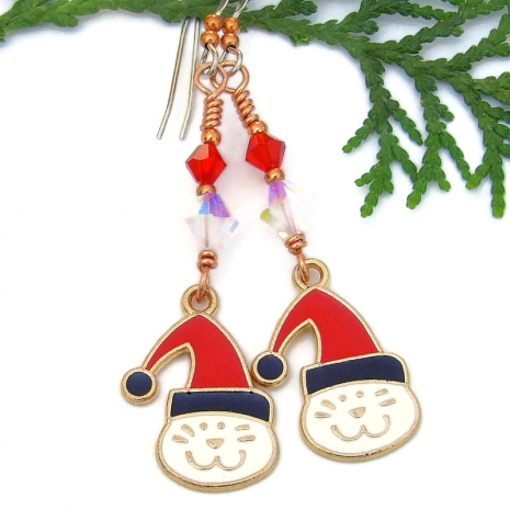 handmade holiday cat lover christmas jewelry cats kitties swarovski