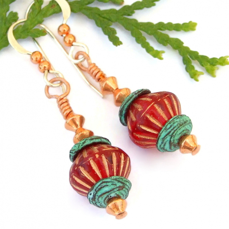 handmade jewelry ruby red turquoise copper