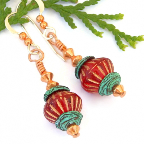 handmade jewelry ruby red turquoise copper