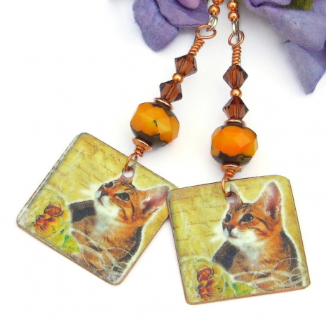 handmade kitty earrings cat lover gift