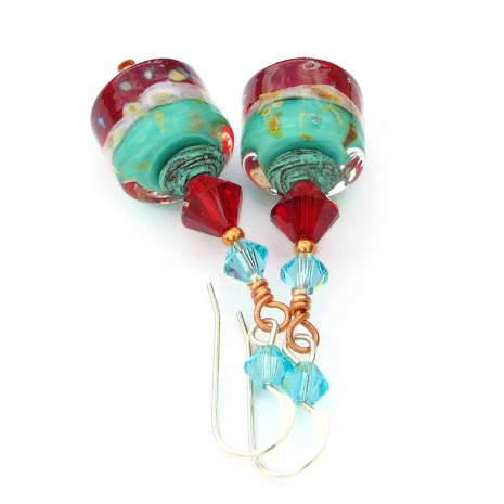 handmade lampwork jewelry red turquoise white