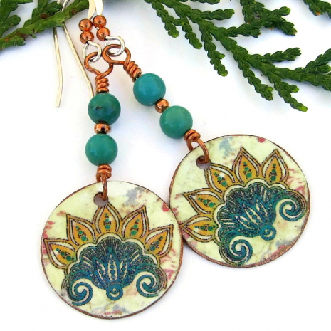 handmade lotus jewelry real turquoise copper