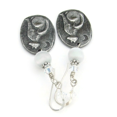 handmade moon cat jewelry glass cats eyes glass beads swarovski crystals