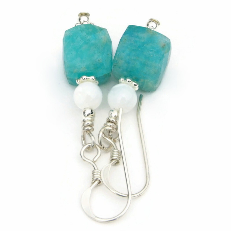 handmade natural amazonite gemstone jewelry mother of pearl sterling silver