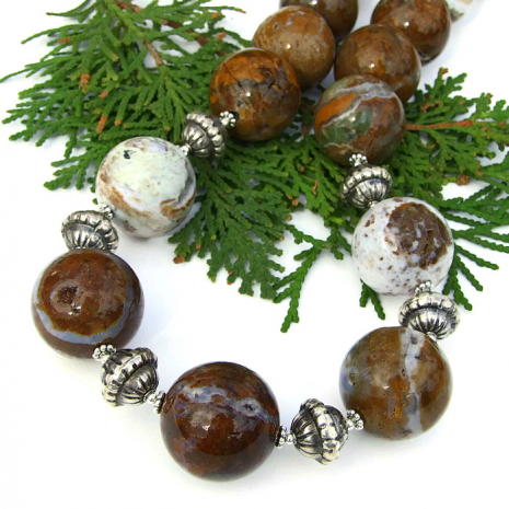 handmade ocean jasper druzy necklace jewelry gift for women