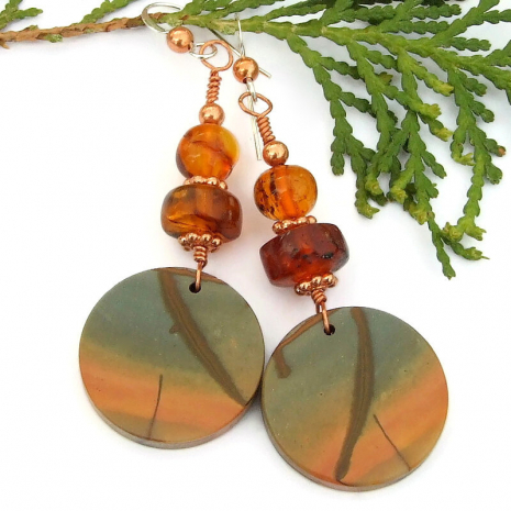handmade red creek jasper amber jewelry gemstones copper