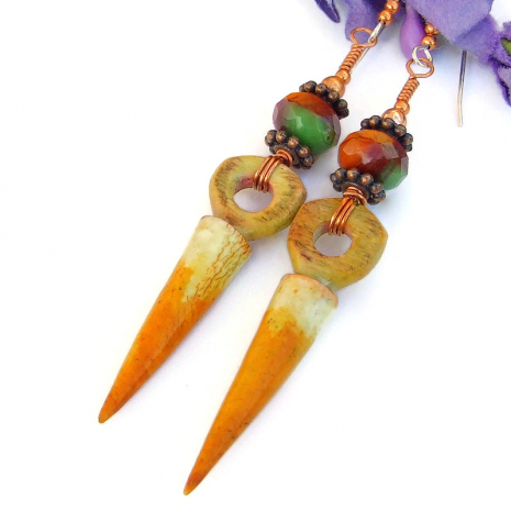 handmade spike earrings boho jewelry gift for her