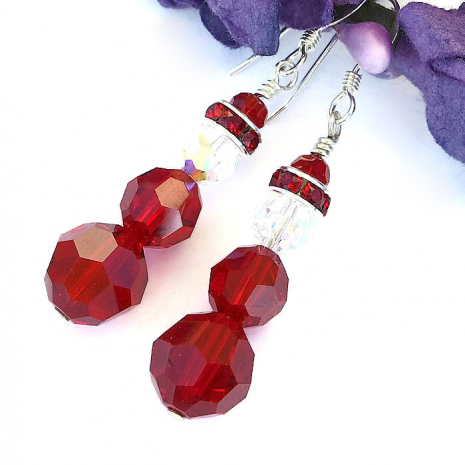 handmade swarovski crystal santa earrings holiday jewelry