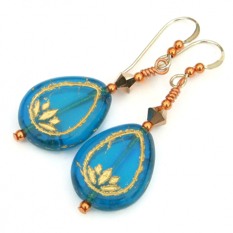 handmade teardrop lotus flower yoga earrings gift for her
