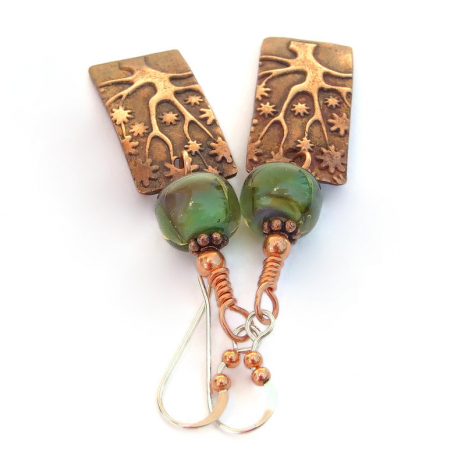 handmade tree jewelry green lampwork